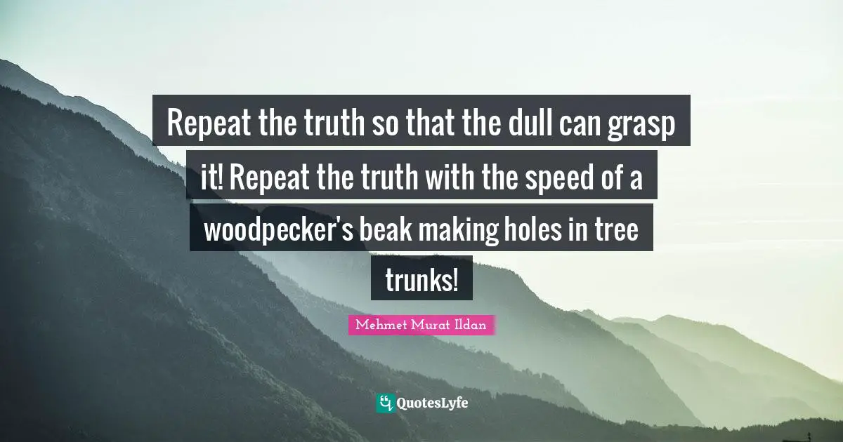 Repeat the truth so that the dull can grasp it! Repeat the truth with the speed of a woodpecker's beak making holes in tree trunks!