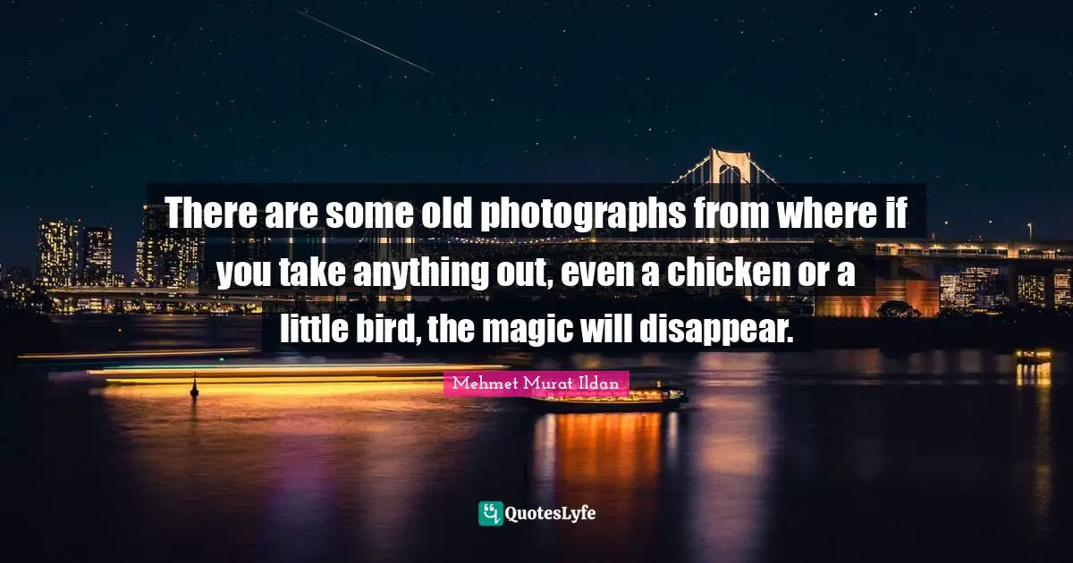 There are some old photographs from where if you take anything out, even a chicken or a little bird, the magic will disappear.