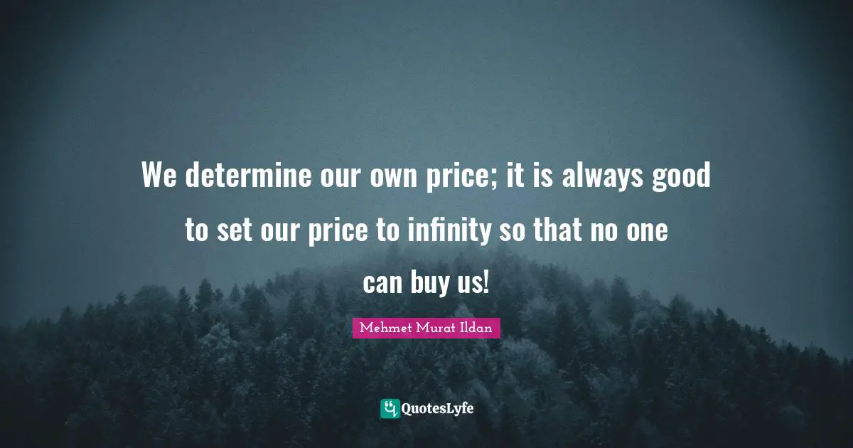 We determine our own price; it is always good to set our price to infinity so that no one can buy us!