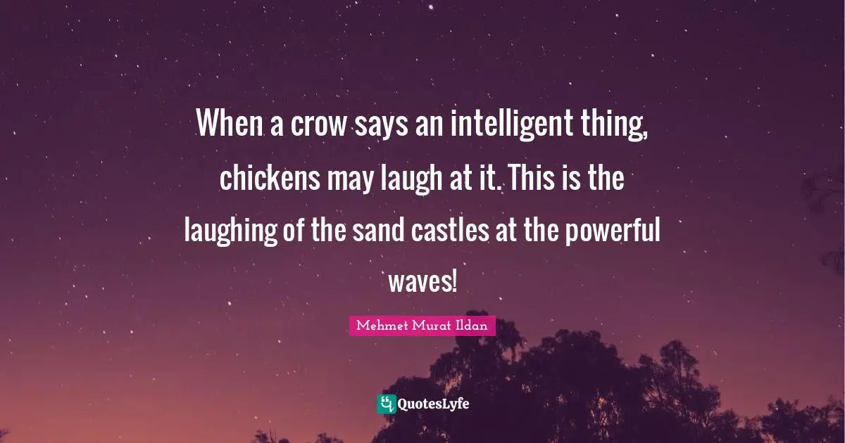 When a crow says an intelligent thing, chickens may laugh at it. This is the laughing of the sand castles at the powerful waves!