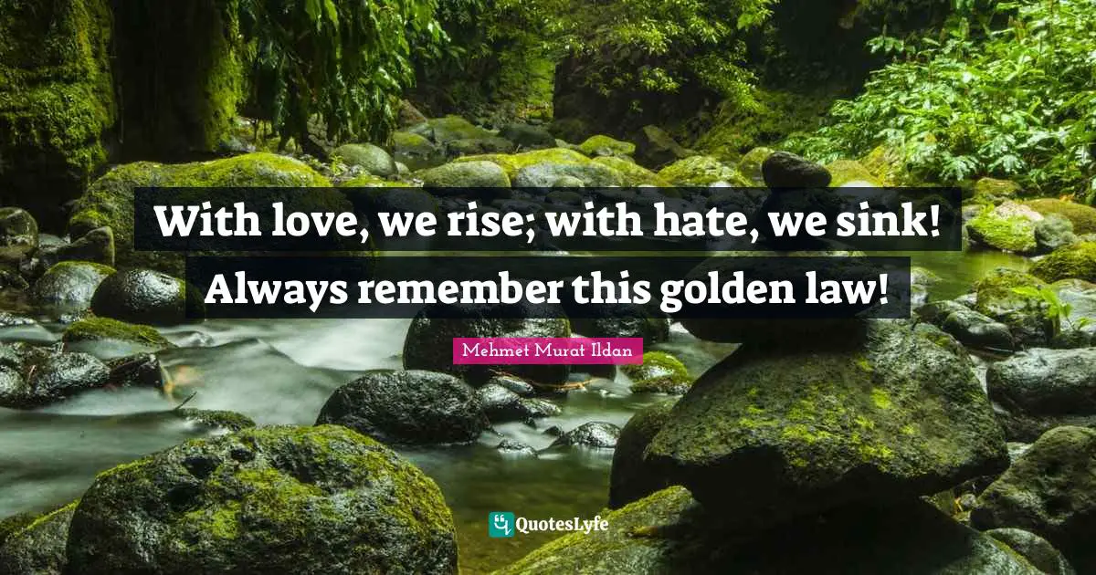 With love, we rise; with hate, we sink! Always remember this golden law!