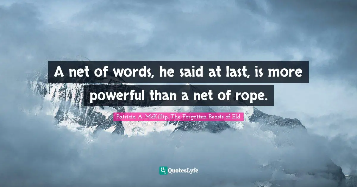 A net of words, he said at last, is more powerful than a net of rope.