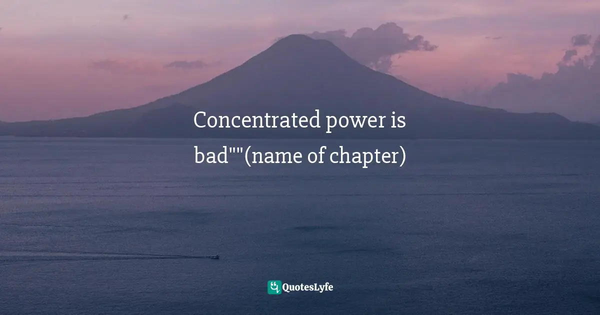 Concentrated power is bad""(name of chapter)