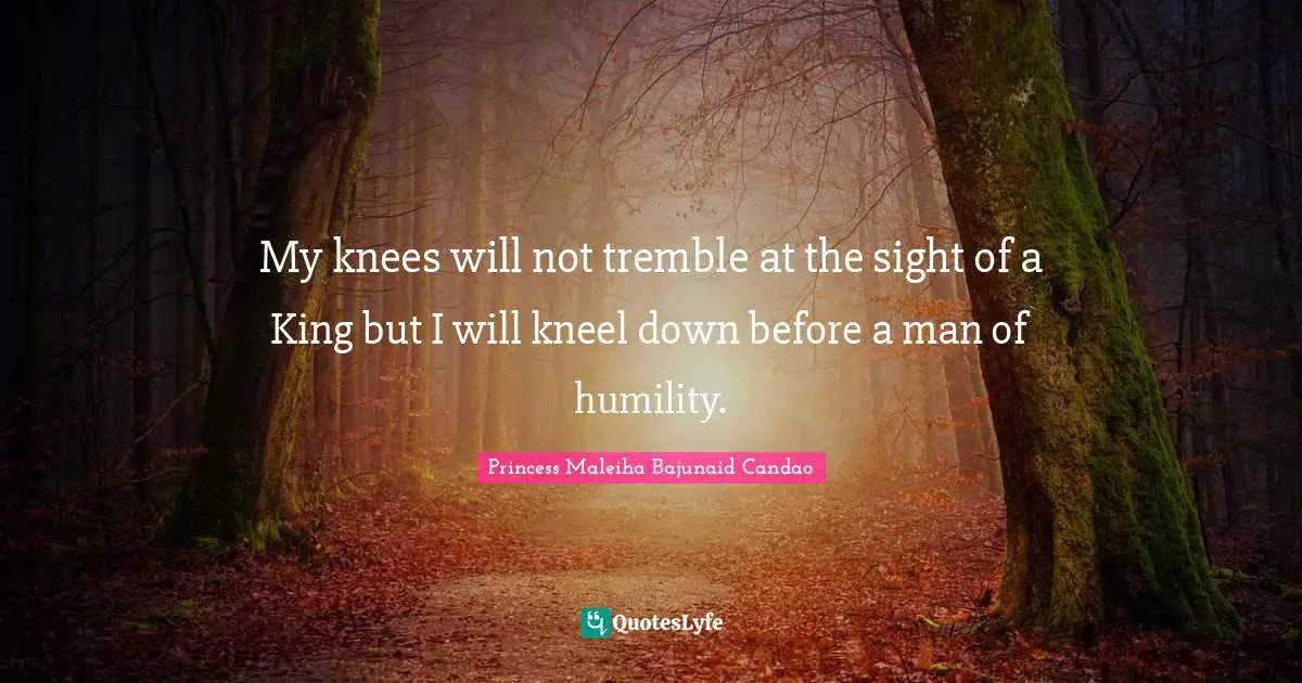 My knees will not tremble at the sight of a King but I will kneel down before a man of humility.