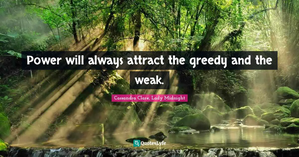 Power will always attract the greedy and the weak.