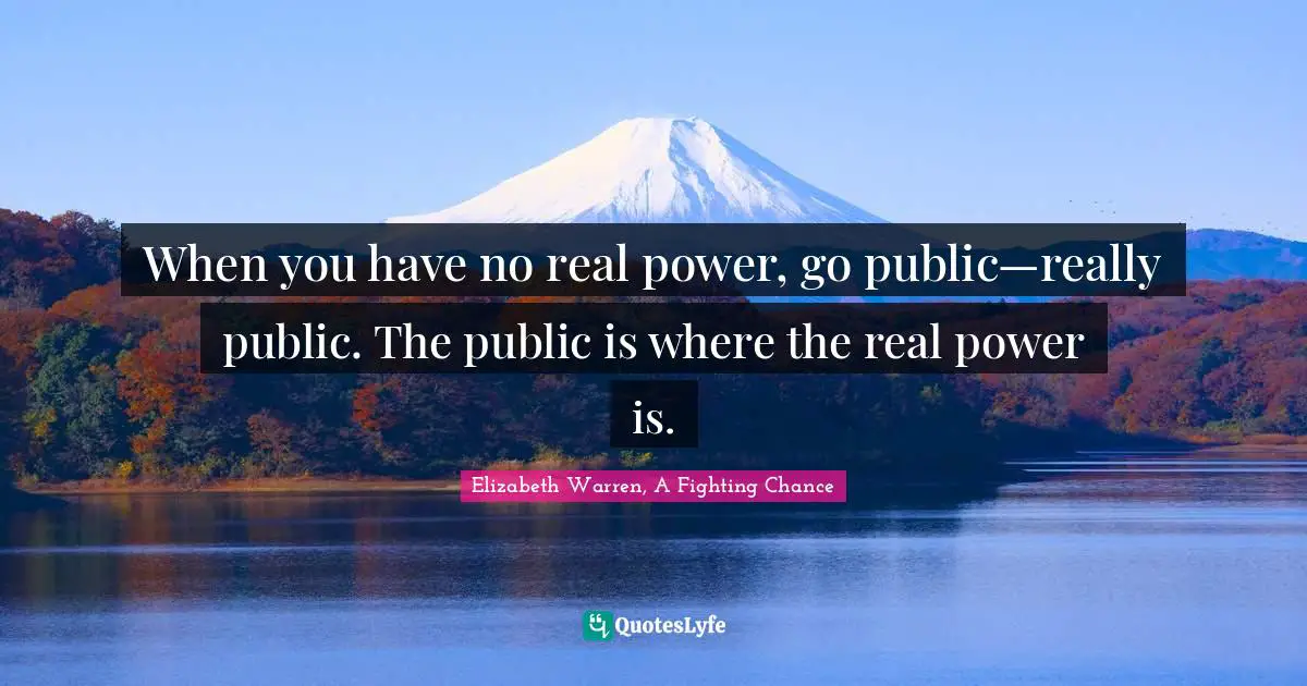 Elizabeth Warren Quotes: "When you have no real power, go public—really public. The public is where the real power is."