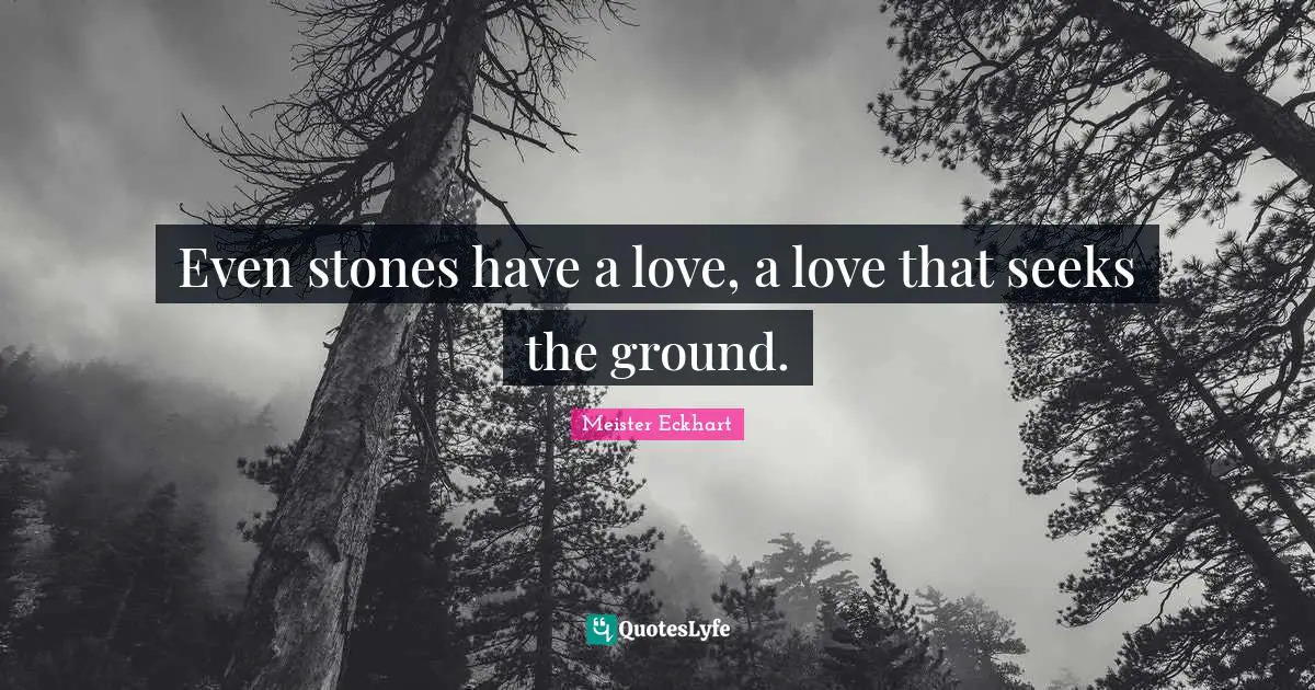 Even stones have a love, a love that seeks the ground.