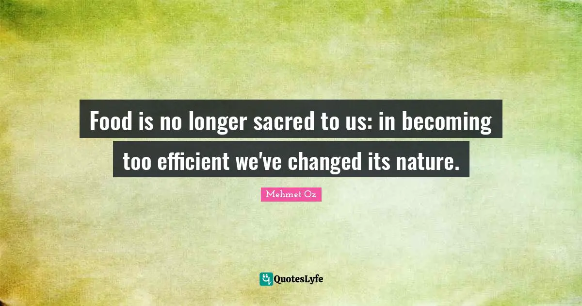Food is no longer sacred to us: in becoming too efficient we've changed its nature.