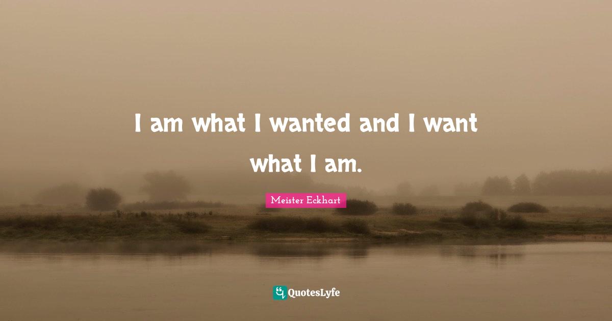 I am what I wanted and I want what I am.