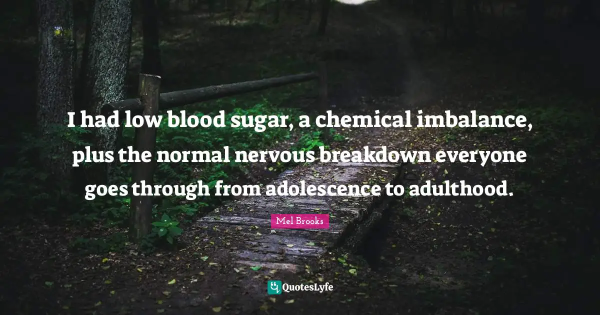 Adulthood Quotes: "I had low blood sugar, a chemical imbalance, plus the normal nervous breakdown everyone goes through from adolescence to adulthood."
