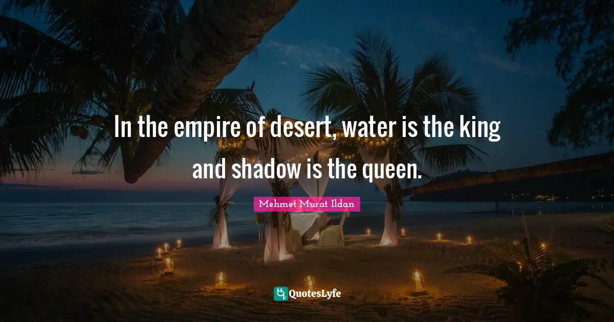 In the empire of desert, water is the king and shadow is the queen.