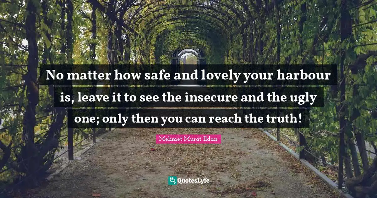 No matter how safe and lovely your harbour is, leave it to see the insecure and the ugly one; only then you can reach the truth!