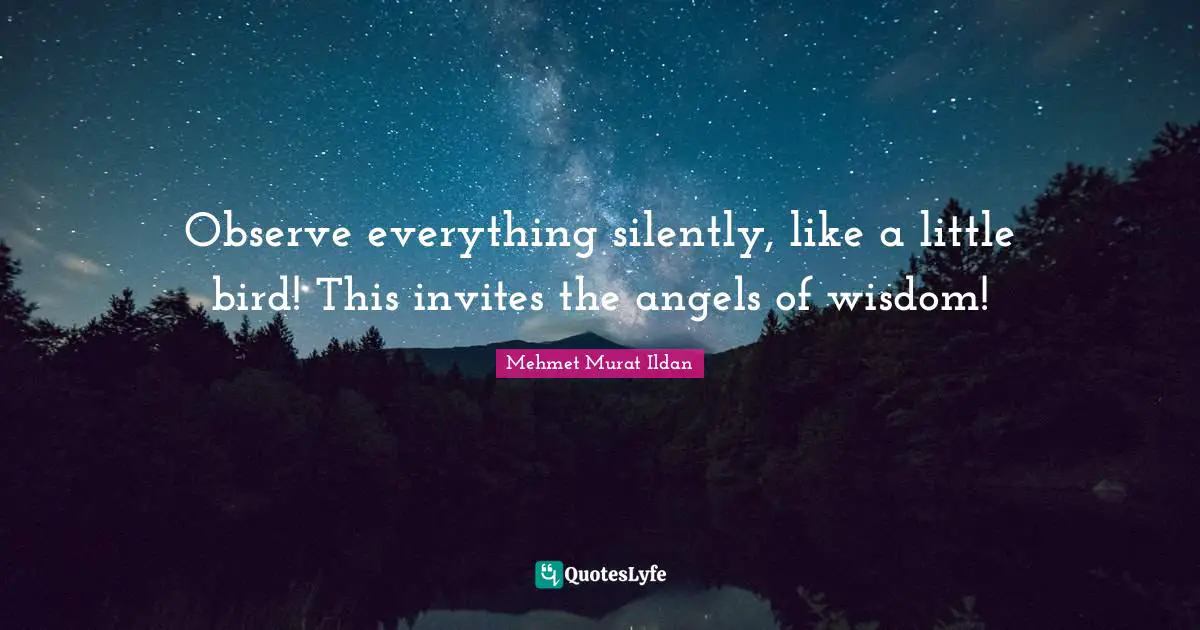 Observe everything silently, like a little bird! This invites the angels of wisdom!