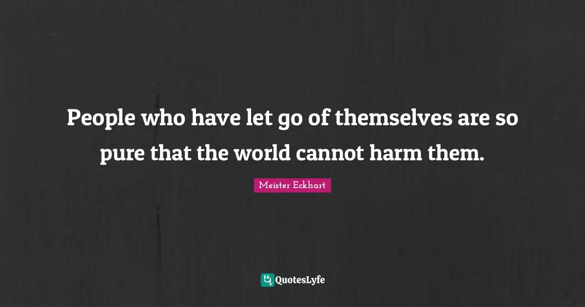 People who have let go of themselves are so pure that the world cannot harm them.