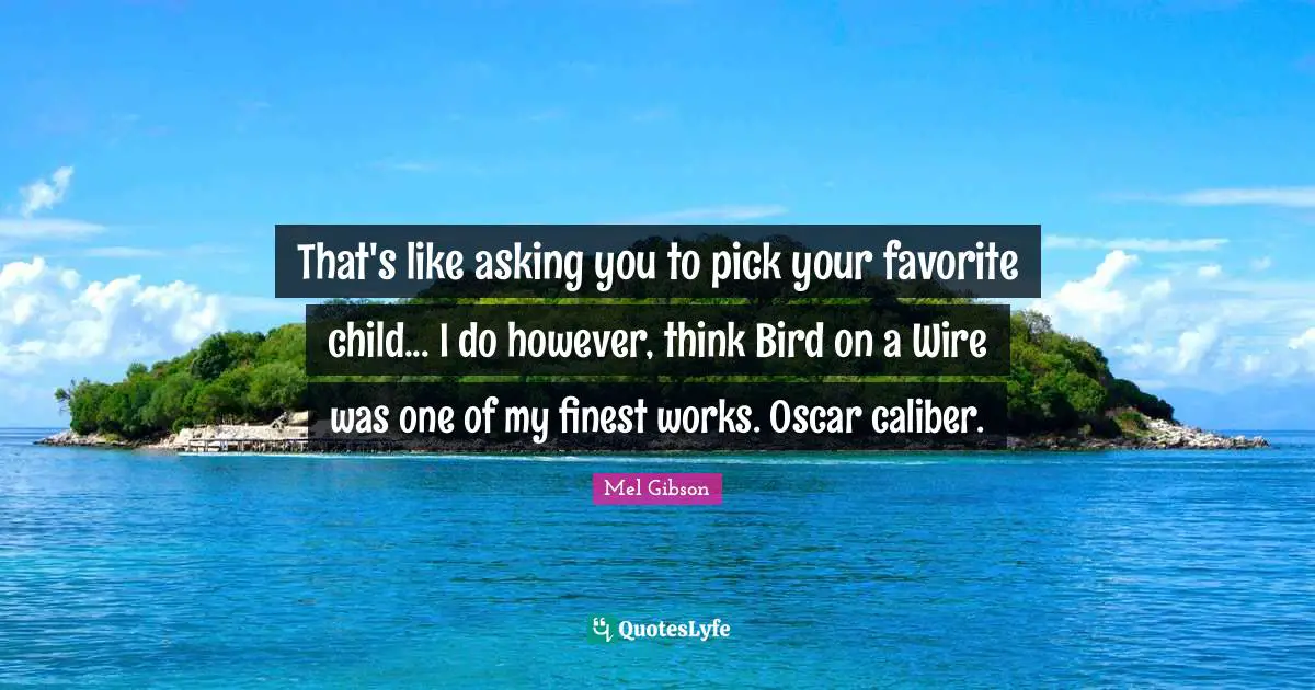 That's like asking you to pick your favorite child... I do however, think Bird on a Wire was one of my finest works. Oscar caliber.