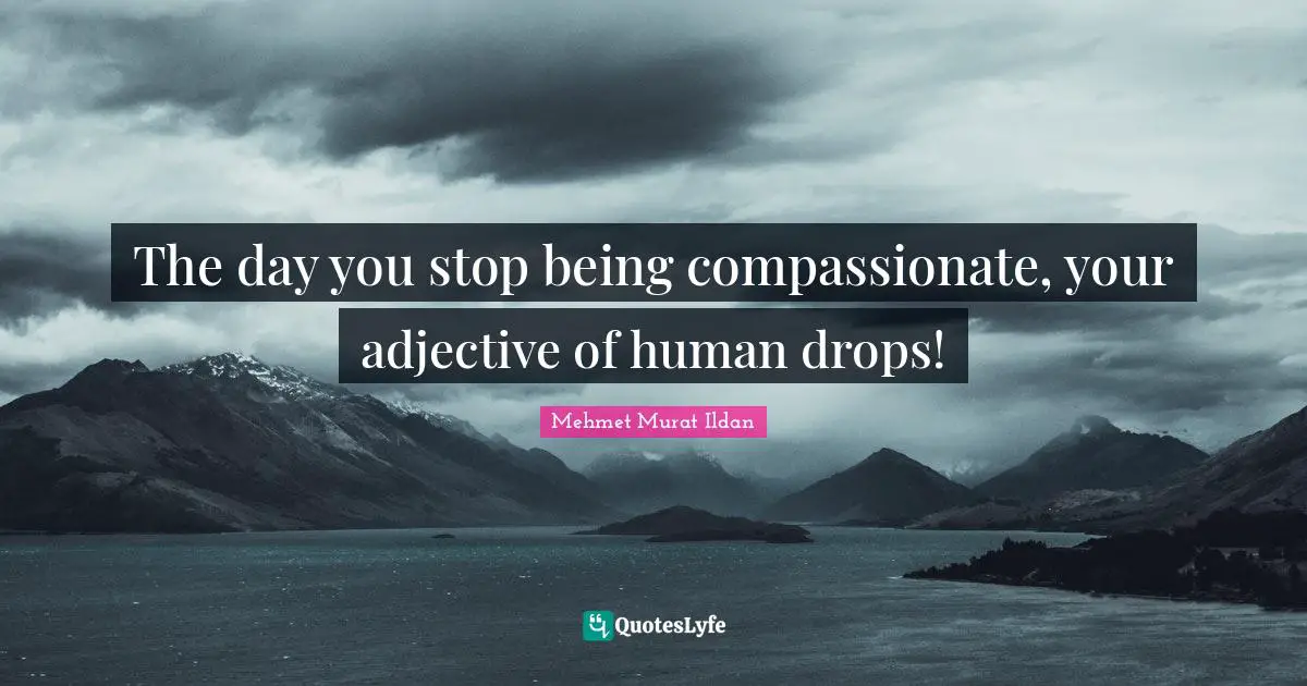 The day you stop being compassionate, your adjective of human drops!
