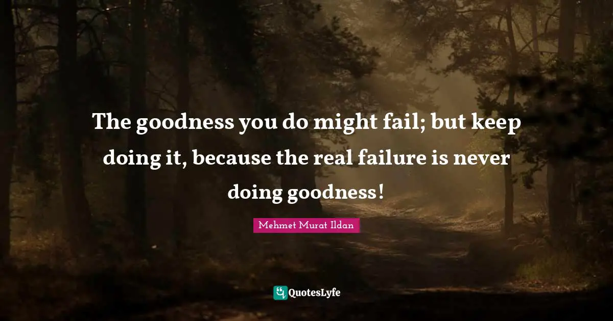 The goodness you do might fail; but keep doing it, because the real failure is never doing goodness!