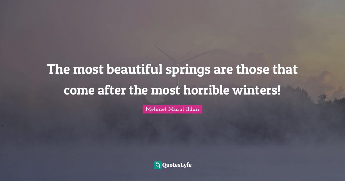 The most beautiful springs are those that come after the most horrible winters!