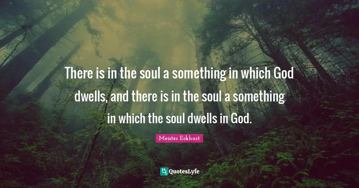 There is in the soul a something in which God dwells, and there is in the soul a something in which the soul dwells in God.