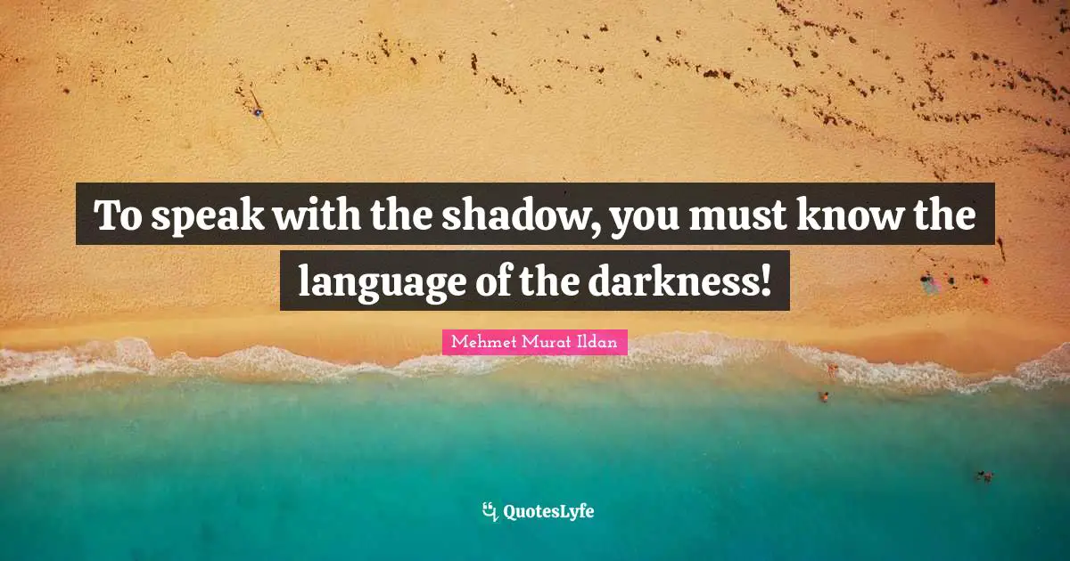 To speak with the shadow, you must know the language of the darkness!
