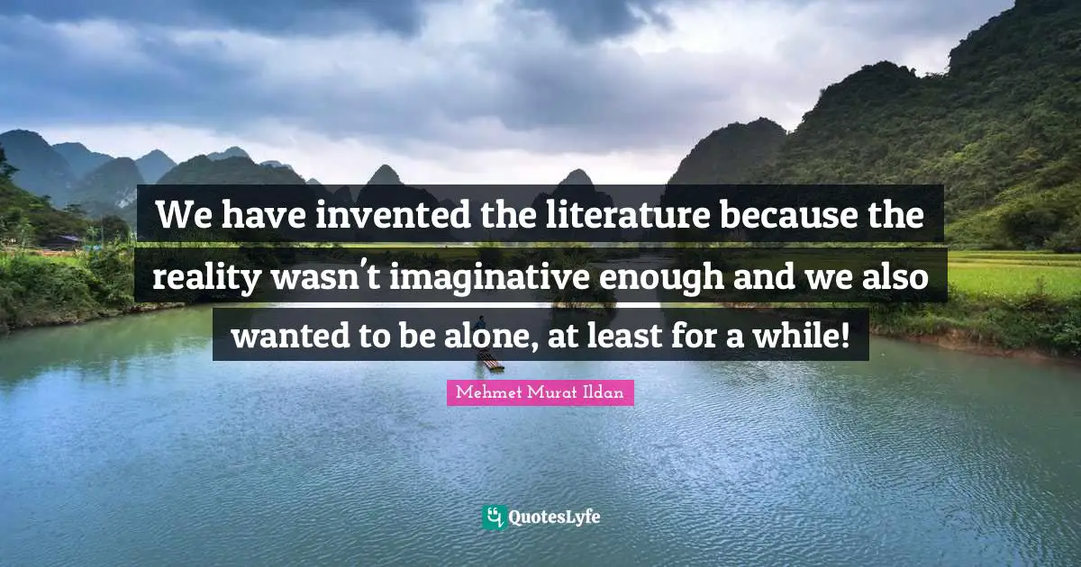 We have invented the literature because the reality wasn't imaginative enough and we also wanted to be alone, at least for a while!