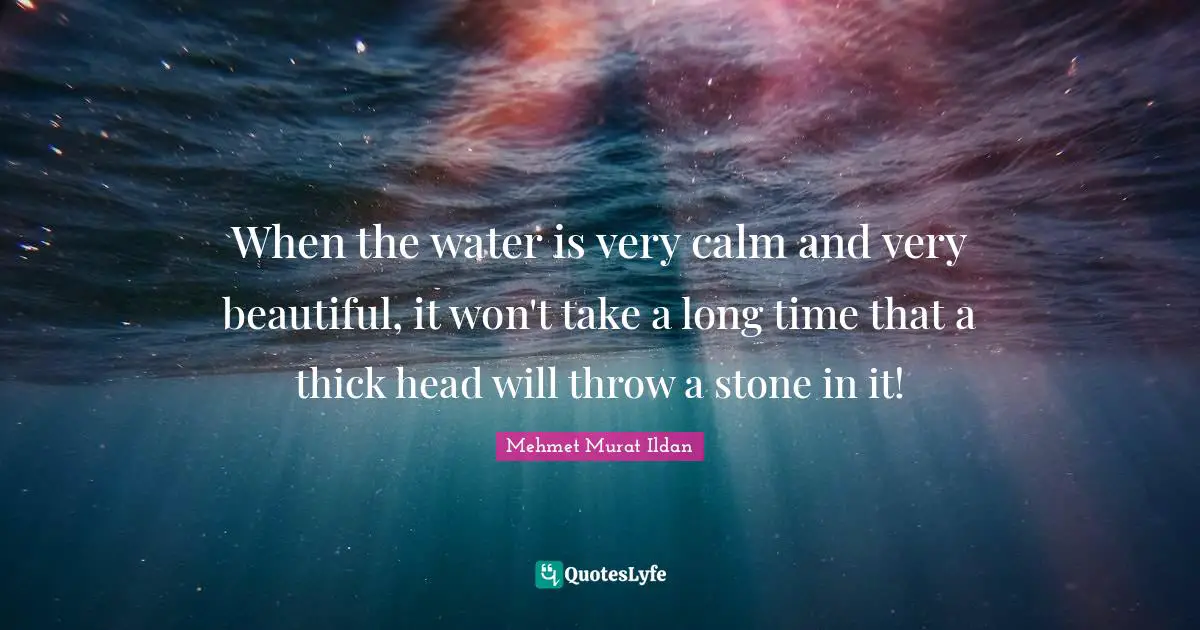 When the water is very calm and very beautiful, it won't take a long time that a thick head will throw a stone in it!