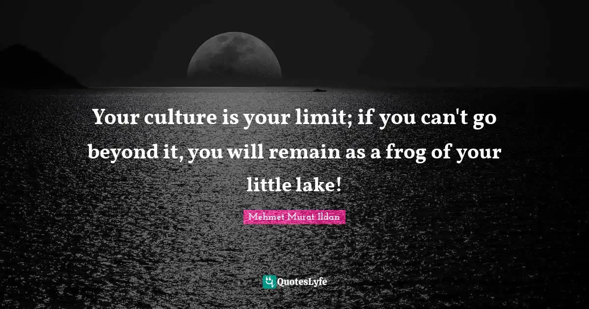 Your culture is your limit; if you can't go beyond it, you will remain as a frog of your little lake!