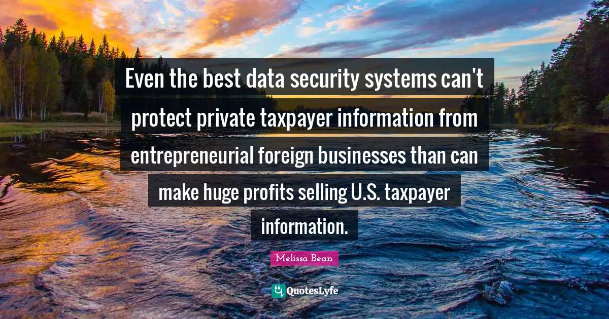 Even the best data security systems can't protect private taxpayer information from entrepreneurial foreign businesses than can make huge profits selling U.S. taxpayer information.