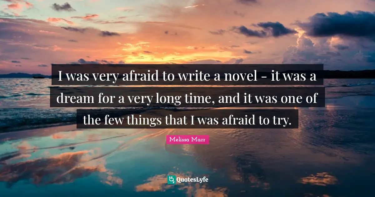 I was very afraid to write a novel - it was a dream for a very long time, and it was one of the few things that I was afraid to try.