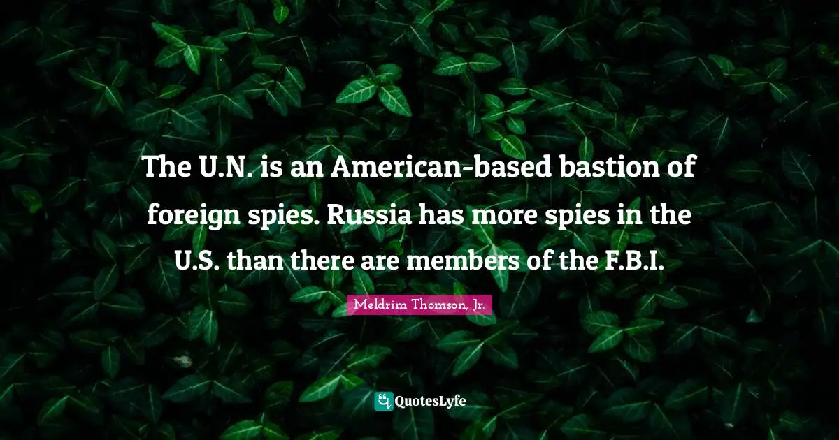 The U.N. is an American-based bastion of foreign spies. Russia has more spies in the U.S. than there are members of the F.B.I.