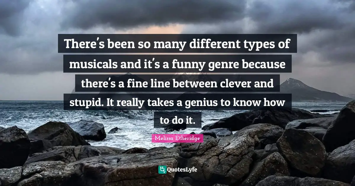 There's been so many different types of musicals and it's a funny genre because there's a fine line between clever and stupid. It really takes a genius to know how to do it.