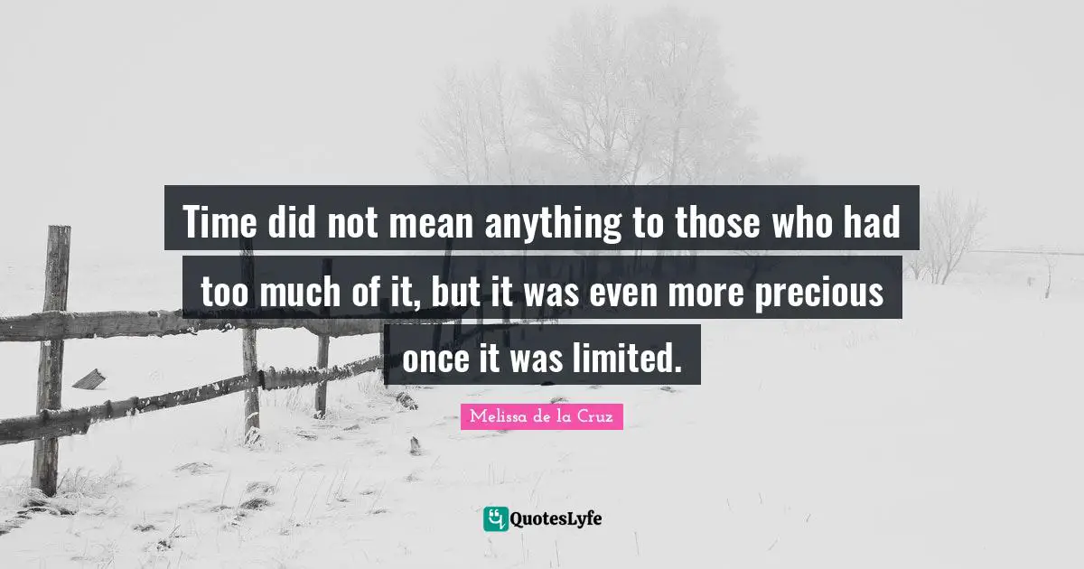 Time did not mean anything to those who had too much of it, but it was even more precious once it was limited.