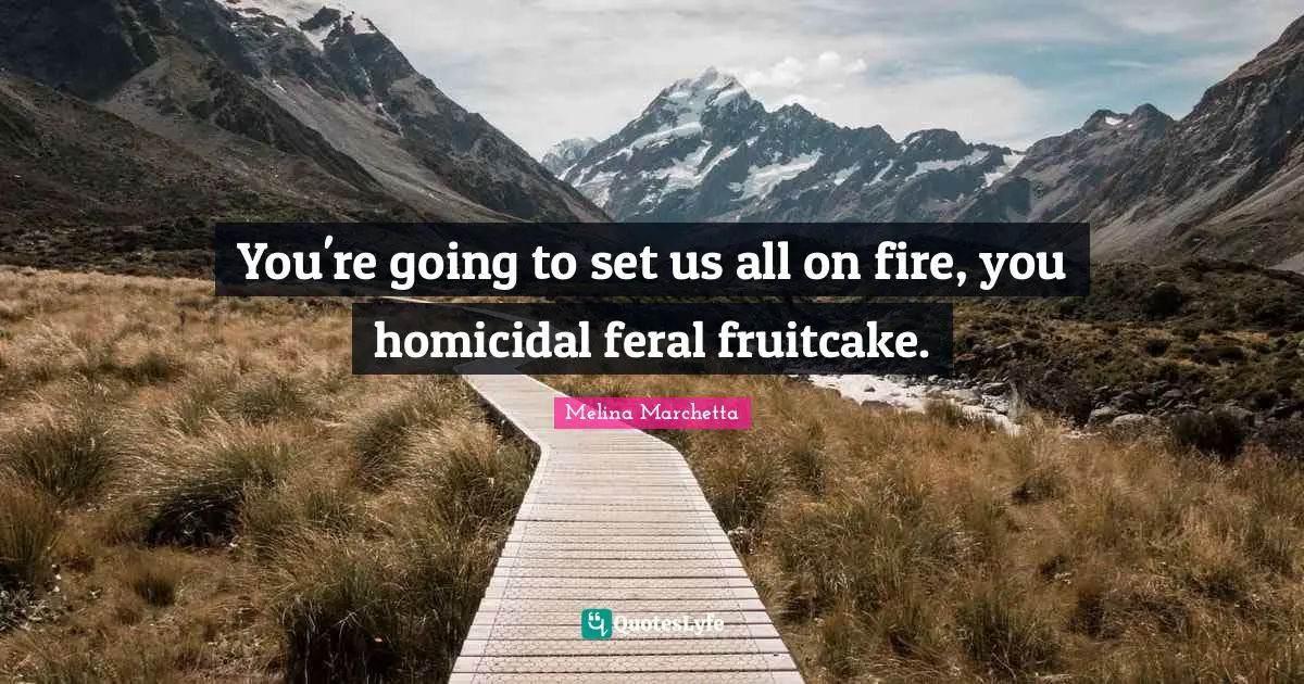 Melina Marchetta Quotes: "You're going to set us all on fire, you homicidal feral fruitcake."