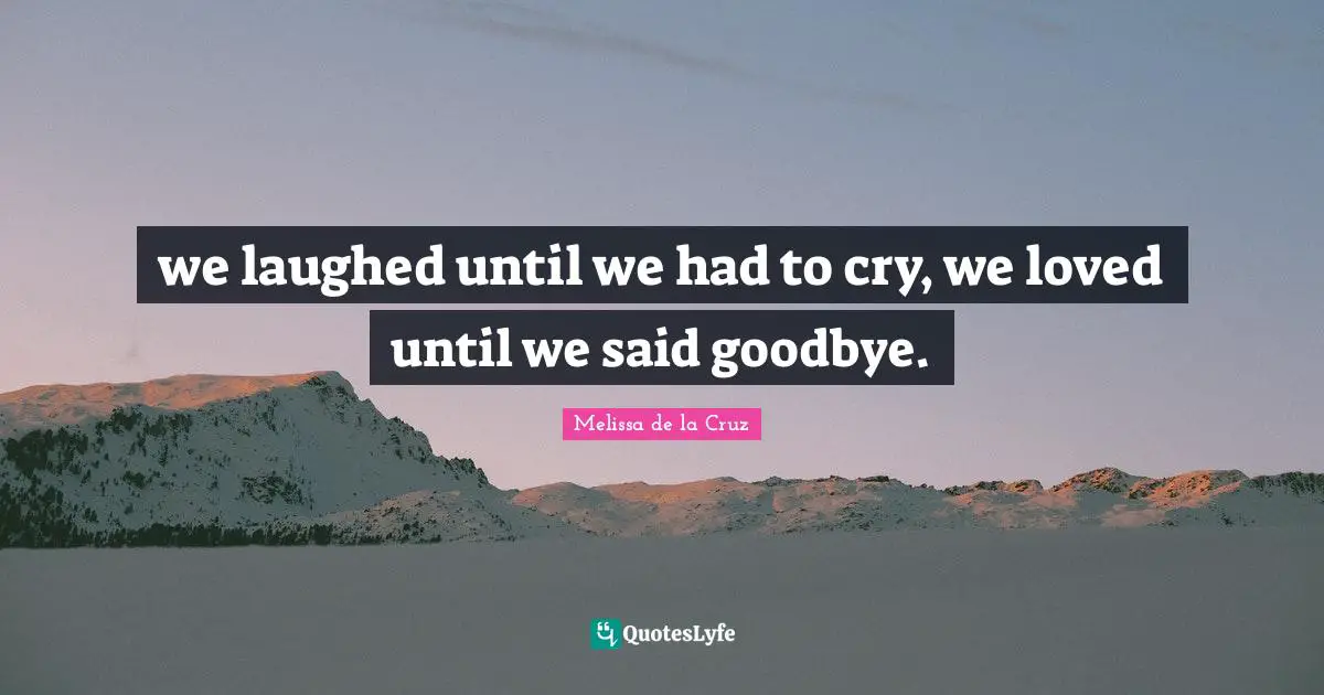 we laughed until we had to cry, we loved until we said goodbye.