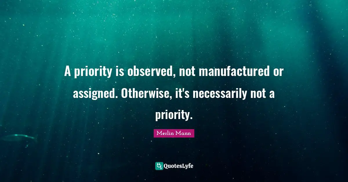 Merlin Mann Quotes: "A priority is observed, not manufactured or assigned. Otherwise, it's necessarily not a priority."