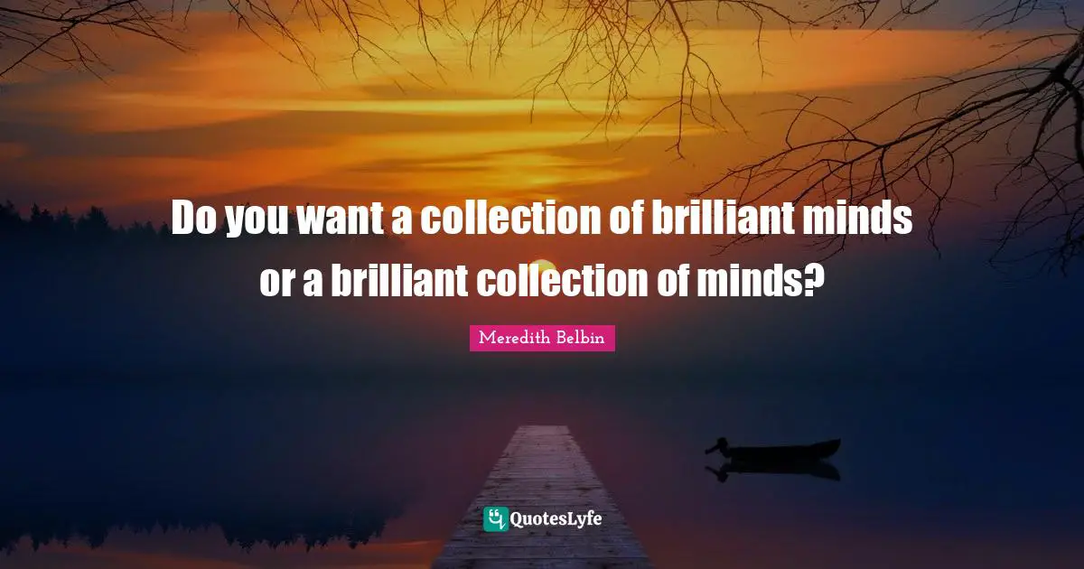 Team Building Quotes: "Do you want a collection of brilliant minds or a brilliant collection of minds?"