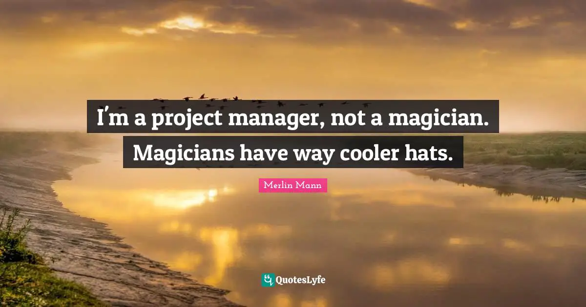 Merlin Mann Quotes: "I'm a project manager, not a magician. Magicians have way cooler hats."