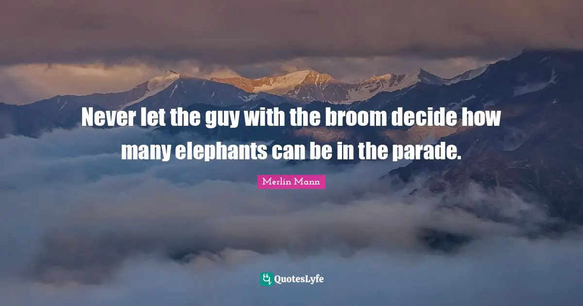 Never let the guy with the broom decide how many elephants can be in the parade.