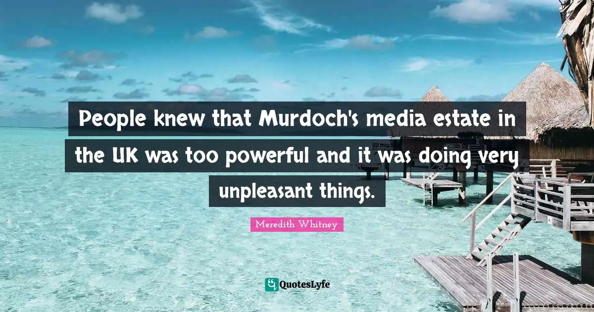 People knew that Murdoch's media estate in the UK was too powerful and it was doing very unpleasant things.