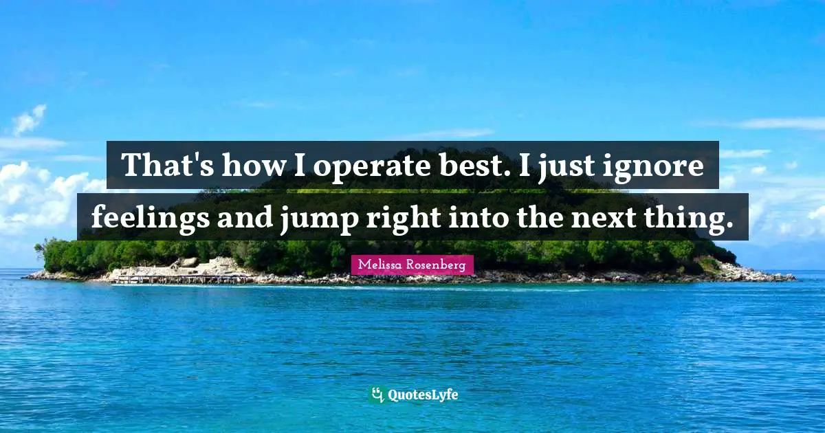 Melissa Rosenberg Quotes: "That's how I operate best. I just ignore feelings and jump right into the next thing."