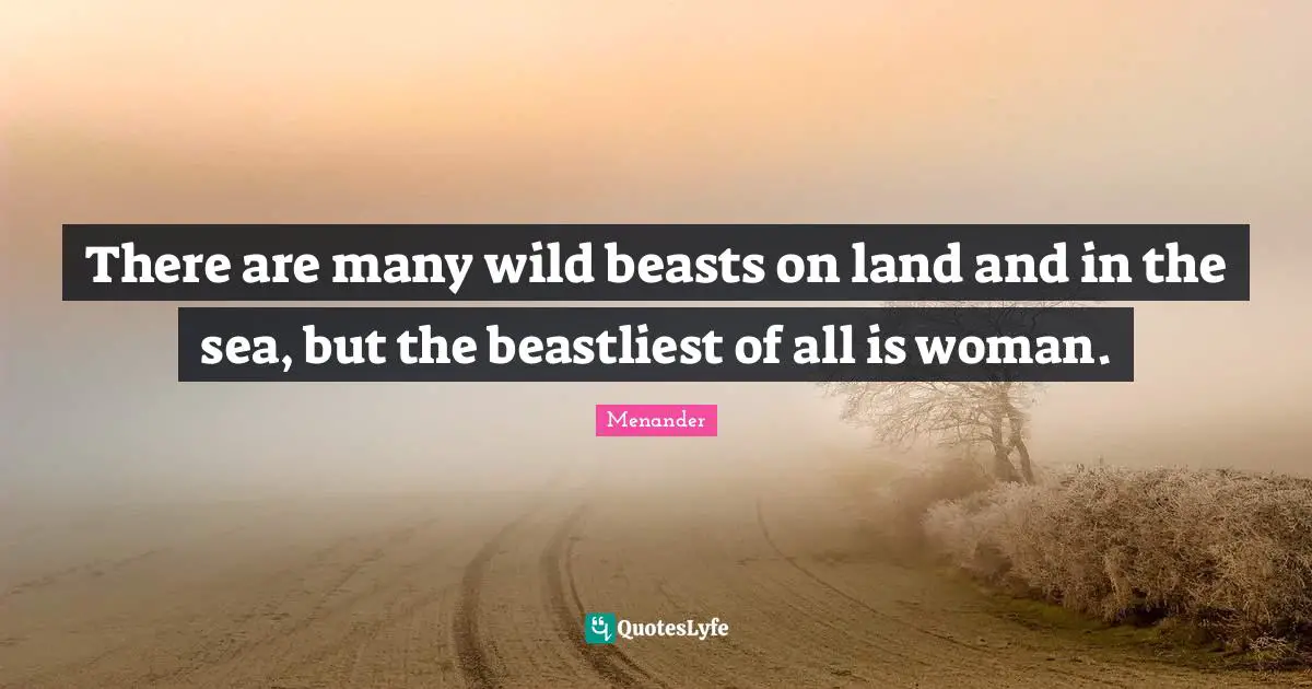 There are many wild beasts on land and in the sea, but the beastliest of all is woman.