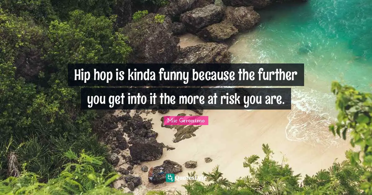 Hip hop is kinda funny because the further you get into it the more at risk you are.