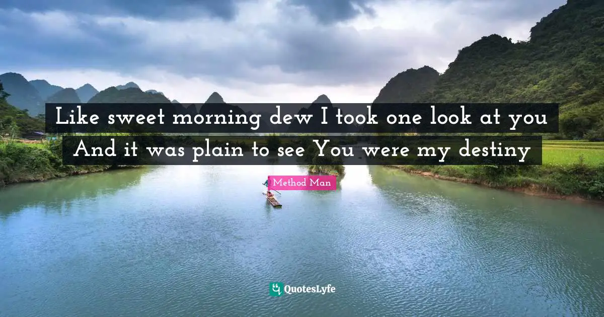 Dew Quotes: "Like sweet morning dew I took one look at you And it was plain to see You were my destiny"