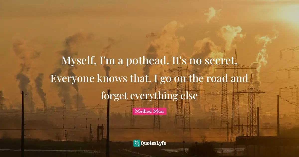 Myself, I'm a pothead. It's no secret. Everyone knows that. I go on the road and forget everything else