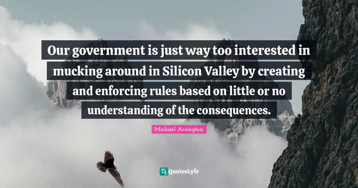 Our government is just way too interested in mucking around in Silicon Valley by creating and enforcing rules based on little or no understanding of the consequences.