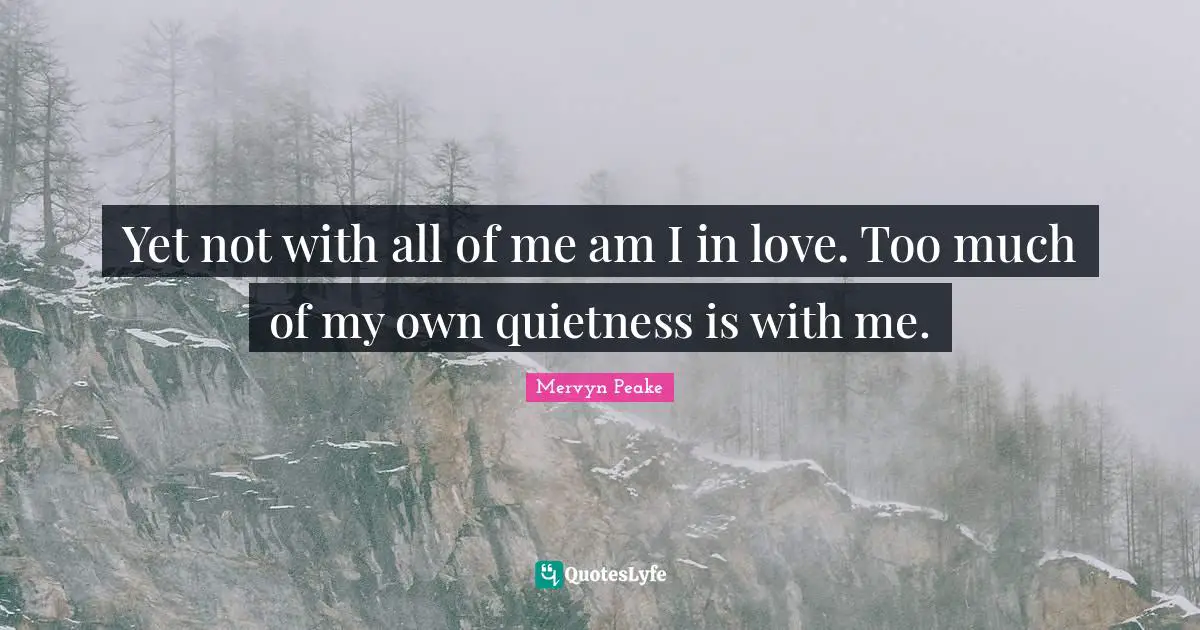 Yet not with all of me am I in love. Too much of my own quietness is with me.