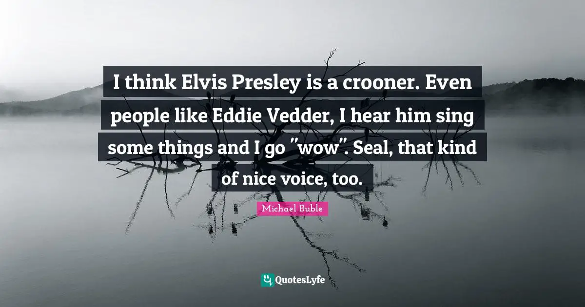 I think Elvis Presley is a crooner. Even people like Eddie Vedder, I hear him sing some things and I go "wow". Seal, that kind of nice voice, too.