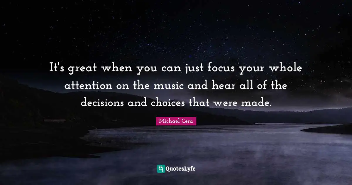 It's great when you can just focus your whole attention on the music and hear all of the decisions and choices that were made.
