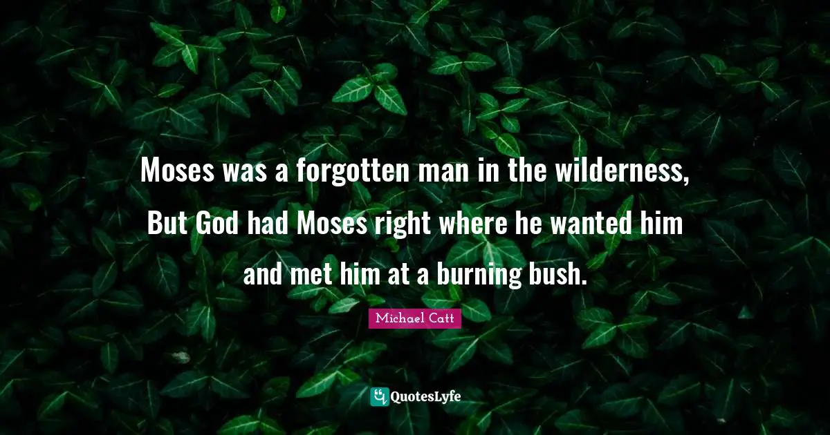 Moses was a forgotten man in the wilderness, But God had Moses right where he wanted him and met him at a burning bush.
