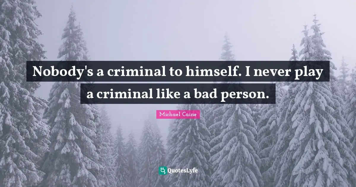 Nobody's a criminal to himself. I never play a criminal like a bad person.